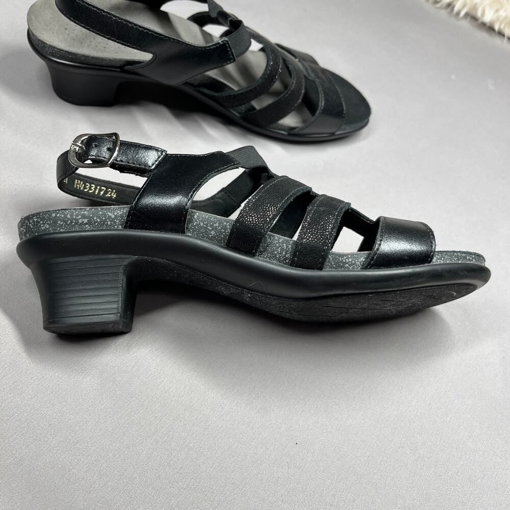 SAS Sandals Black Womens Size 10M Allegro Heel Strap Shoes Leather Comfort - Picture 14 of 16